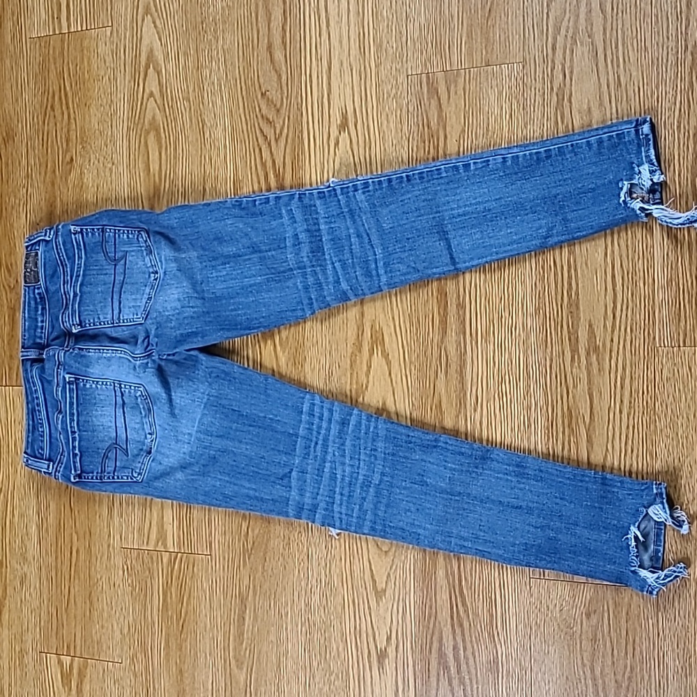 AMERICAN EAGLE VINTAGE 6x28 GIRLS WOMEN'S DENIM DISTRESSED STRETCH JEGING JEANS - Picture 4 of 8